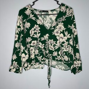 Zara Floral Print Blouse with Waist Tie sz Medium